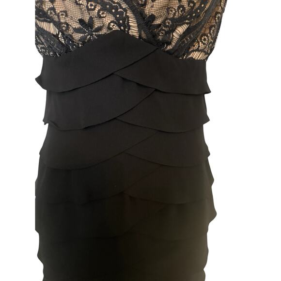 Vintage Adrianna Papell Party Black w/Lace Bodice Midi Dress 4 - Picture 7 of 11